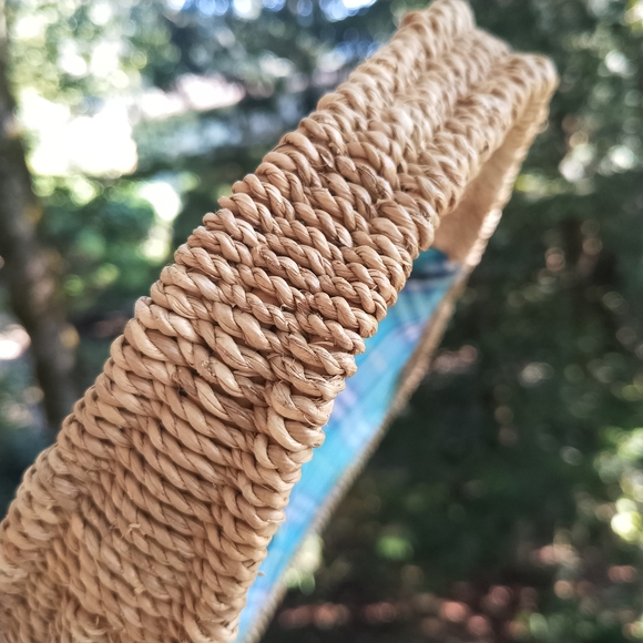 HURRY!! STORE CLOSE THIS WEEK!! BURBERRY LONDON BLUE NOVA CHECK  STRAW BAG - Picture 3 of 9